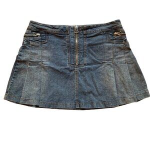 REQUEST - Denim - Blue Jeans Mini pleated skirt with zip details - medium